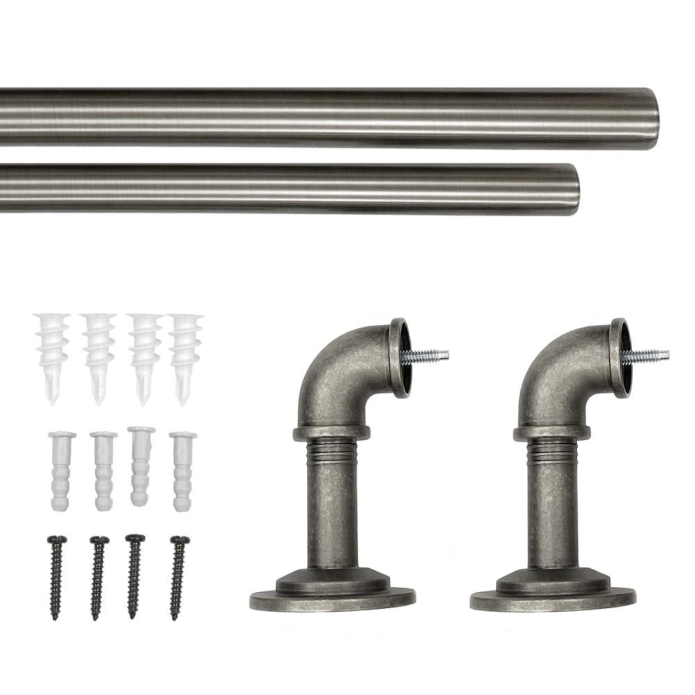 Lumi 1" Pewter Wraparound Single Curtain Rod, 36-72"
