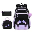 thumbnail image 3 of Weebloom Large School Backpack With Lunch Box Pencil Case For Kids Boys Girls Cute 3Pcs School Bags Set Daypack Bookbag Elementary Middle High School Purple, 3 of 4