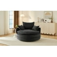 thumbnail image 6 of Black Corduroy Swivel Accent Chair 57.5" - Round Lounge Chair w/ Pillows for Living Room, Bedroom, Office. 360° Rotation, Deep Seat., 6 of 42