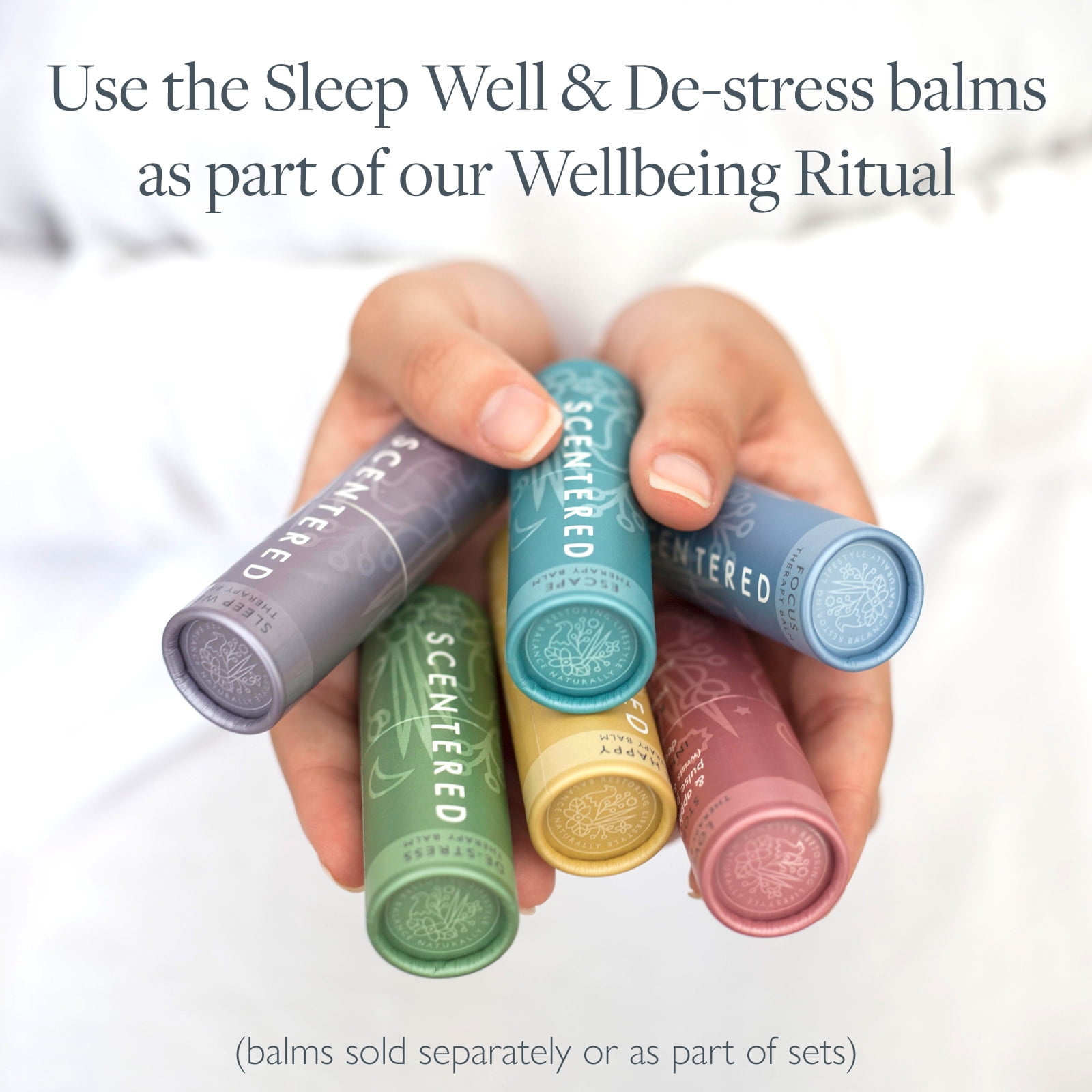 Scentered SLEEP WELL & DE-STRESS Aromatherapy Essential Oils Balm Gift Set - For Restful Sleep & Relaxation - All-Natural Blends of Lavender, Ylang Ylang, Cedarwood, Chamomile
