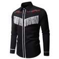 thumbnail image 1 of Blusa y camisa de manga larga con cuello vuelto para hombre, blusa informal de moda con botones bordados, blusa de manga larga con cuello vuelto, blusa de poliéster para hombre, 1 of 9