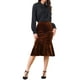 thumbnail image 2 of Falda Midi Ajustada de Cintura Alta de Terciopelo Elástico con dobladillo de Cola de Pez para Mujeres INSPIRE CHIC XL Marrón, 2 of 6