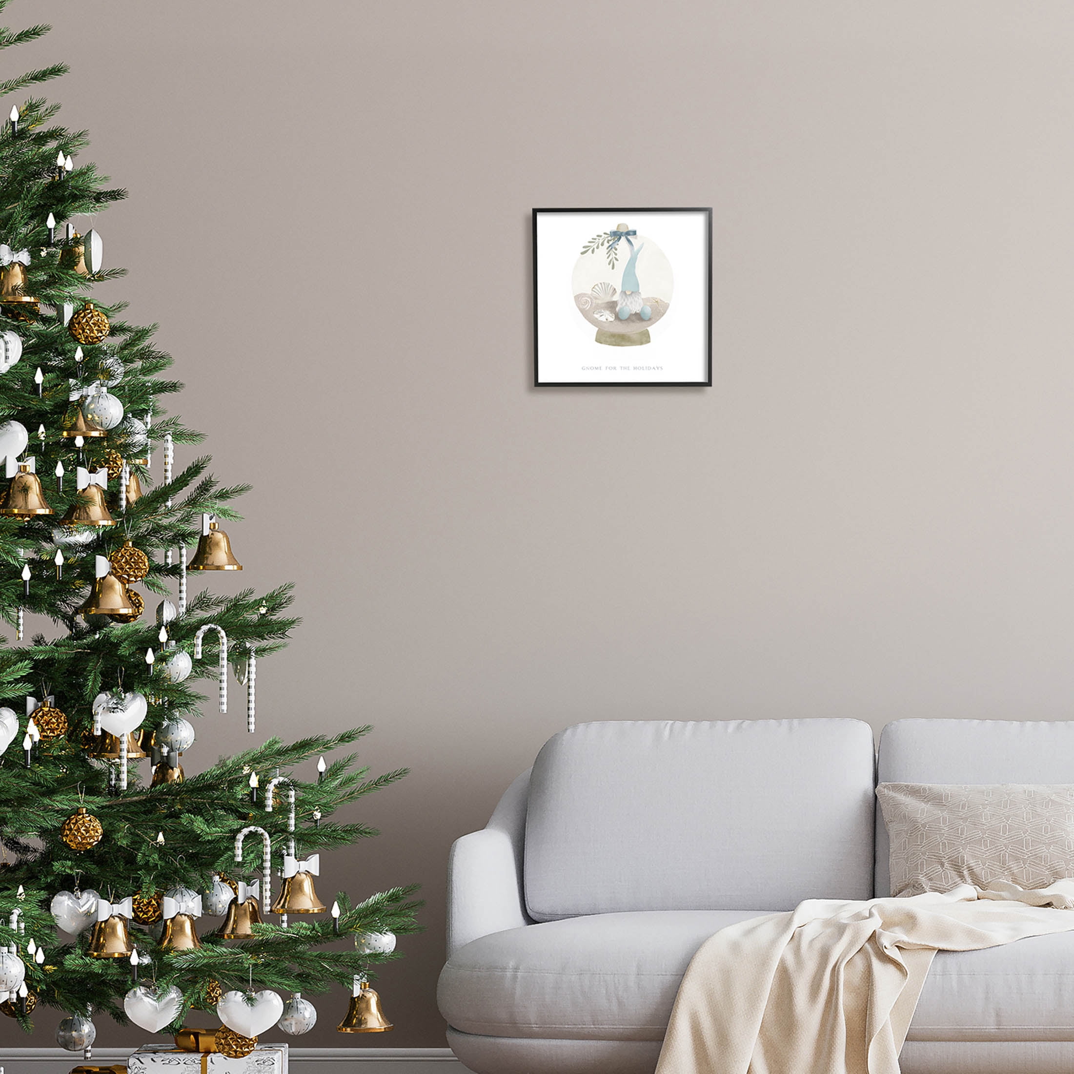 Stupell Industries Gnome For The Holidays Seashells Graphic Art Black Framed Art Print Wall Art, Design by Leah Straatsma
