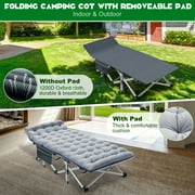 MOPHOTO Folding Camping Cots for Adults Support 900bls, Portable Folding Bed, Heavy Duty Collapsible Sleeping Bed, W/Mattress & Carrying Bag, 75x28