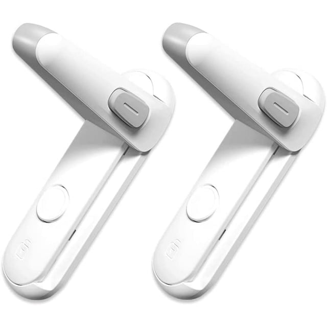 Cerradura de Palanca para Puerta a Prueba de Niños, Cerradura de Manija de Puerta de Seguridad para Bebés, Fácil de Instalar y Usar Adhesivo 3M sin Herramientas ni Taladros (Blanco, 2 Piezas)