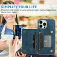 thumbnail image 6 of ELEHOLD Magnetic Wallet Case for iPhone 14 Pro 6.1",PU Leather Card Slots Stand Function Shockproof  Multi-Functional Purse Case with Wrist Strap,Blue, 6 of 8