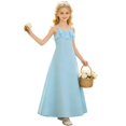 thumbnail image 3 of WOYY Tween Girls Formal Ruffle Maxi Dress Elegant Wedding Party Sleeveless Dress, 3 of 8