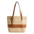 thumbnail image 1 of Bolsos Playa Hecha A Mano para Mujer Bolso Tejido Casual Casual Tote Monederos (Caqui), 1 of 9