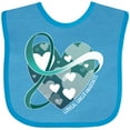thumbnail image 3 of Inktastic Cervical Cancer Awareness Teal and White Ribbon Around Heart Boys or Girls Baby Bib, 3 of 4