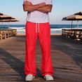 thumbnail image 5 of Men's Baggy Sweatpants Athletic Loose Wide Leg Elastic Waist Lounge Relaxed Open Bottom Joggers Pants with Pockets Red XL, 5 of 7