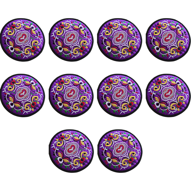 Posavasos redondo con bordado de estilo chino de 10 Uds., morado MFZFUKR CPB-DE-WX779-7