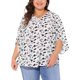 thumbnail image 1 of Blusa de gasa de mujer plus size Agnes Orinda, con cuello en V y mangas 3/4, blusa tunic casual de verano 4X blanca, 1 of 5