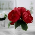 thumbnail image 6 of Efavormart 10" Tall | 5 Heads Red Artificial White Silk Peonies - For DIY Wedding Party Decor, 6 of 11