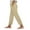 Beige, variant on Women's Linen Pants with Drawstring & Split Hem - Summer Casual Linen Trousers Elastic Waist Lightweight Capris Dark Gray, L