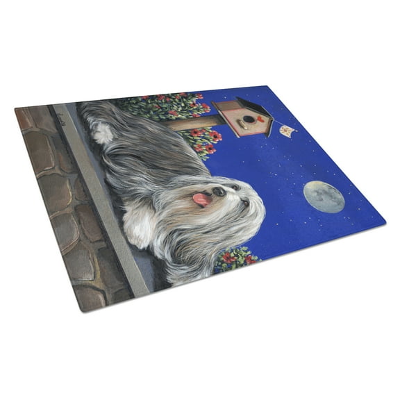 Carolines Treasures PPP3018LCB Bearded Collie Moon shine Glass Cutting Board Large, 12H x 16W, multicolor