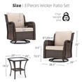 thumbnail image 5 of HOSSLLY New 3 Pieces Outdoor Wicker Swivel Patio Set, 360° Swivel Rocking Patio Chairs of 2 with Side Table and Fabric Cushions,Beige, 5 of 9
