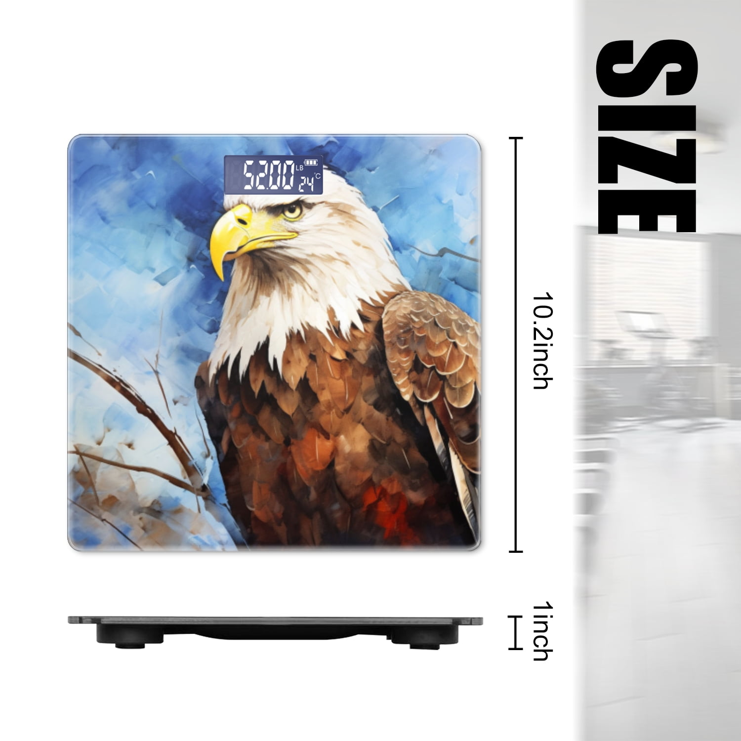 High Precision Body Weight Scale Smart Bathroom Scales with Large LCD Display(400lbs),Decorative for Bedroom-Eagle With Sharp Eyes Under The Sky