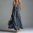 thumbnail image 2 of Dresses for Women Summer Casual Printed Dress Sleeveless Tank Dress Beach V-neck Sundress Dresses Long Dress, 2 of 7