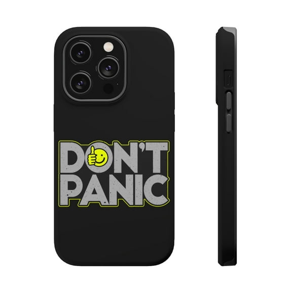 DistinctInk Tough Case for Apple iPhone 15 PRO (6.1" Screen), Compatible with MagSafe Charging - Don't Panic