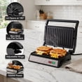 thumbnail image 2 of OVENTE Electric Indoor Panini Press Grill and Sandwich Maker with Non-Stick Coated Plates, Cool-Touch Handle and Removable Drip Tray, Opens 180 Degrees to Fit Any Type or Size of Food, GP0620BR, 2 of 8