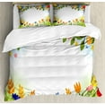 thumbnail image 1 of Harvest Duvet Cover Set King Size, Fall Nature Inspired Festive Colorful Frame Fruits and Flowers Berries Swirl Leaves, Decorative 3 Piece Bedding Set with 2 Pillow Shams, Multicolor, by Ambesonne, 1 of 3
