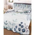 thumbnail image 3 of Quilts Twin Size Bedding Set, Green Blue Eucalyptus Leaves Lightweight Quilted Comforter, Summer Botanical Weeping Soft Reversible Bedspread Coverlet with Pillow Covers for All Season, 68" x 86", 3 of 7