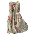 thumbnail image 1 of Pisexur Robe d'Automne pour Femmes 2024 Mode Imprimé Floral Robe de Retour à la Maison Manches Courtes Col Rabattu Robe Maxi Décontractée Fluide Col en V Boutonnée Tunique à Cordon Robe de Vacances Grande Taille P-4TG, 1 of 3