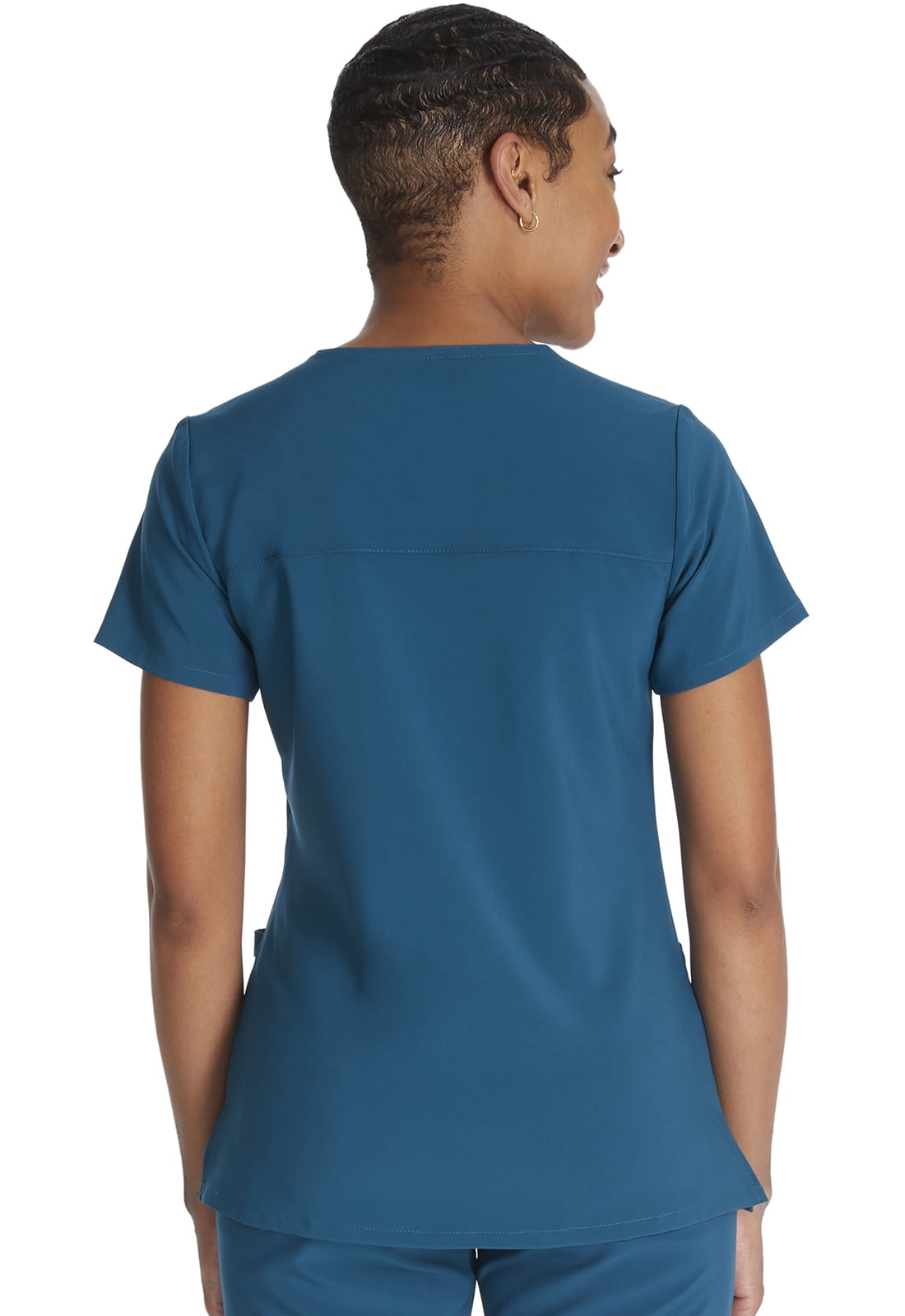 Dickies EDS Essentials Scrubs Top for Women Mock Wrap DK625, XL, Caribbean Blue