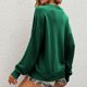 thumbnail image 4 of Suéter De Retazos Jersey De Manga Larga Cuello Redondo Color Puro Retazos Sueltos Jersey De Punto De Cable para Mujer Verde S, 4 of 6