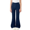 thumbnail image 2 of Kids Jeans Fashion Casual Elastic Waist Flare Denim Pants with Pockets Pants for Girls Size 6-13, 2 of 7