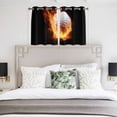 thumbnail image 4 of Golf Ball Kitchen Curtains Short 45 Inch Length, Sport Modern Glowing Burning Classic Art Grommet Top Bedroom Living Room Curtains, Light Filtering Cafe Curtain Drapes 2 Panels Set 84''x45'', 4 of 9