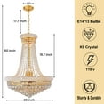 thumbnail image 6 of KPIBEST 23 Inch French Empire Luxury Crystal Chandelier, 13-Light Duplex Living Room Chandelier, Hotel Lobby Decorative Lighting (Gold), 6 of 13