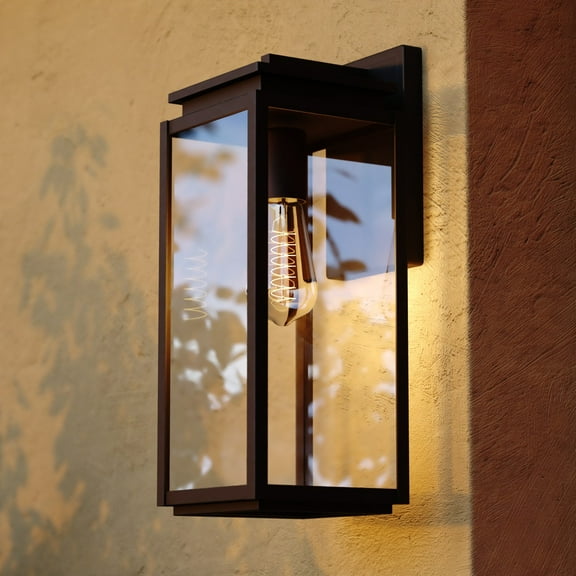 Uptown 1 Light Matte Black Transitional Outdoor Wall Lantern Clear Glass