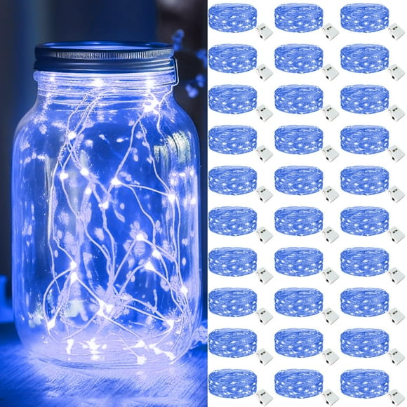 Guirnalda de guirnaldas de luces LED azules Kolpop, 30 unidades