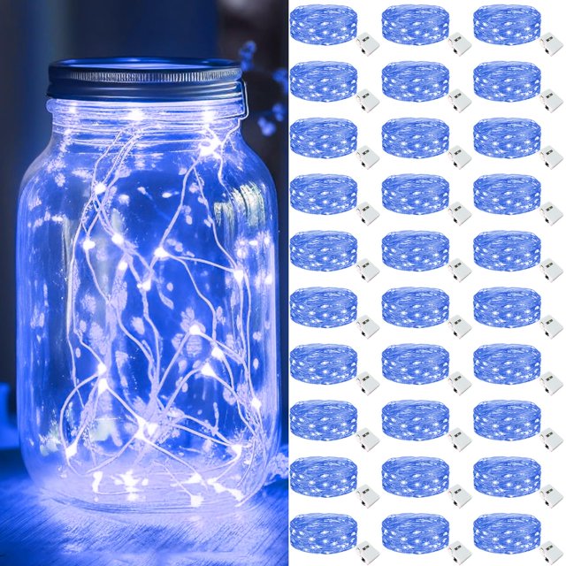 Guirnalda de guirnaldas de luces LED azules Kolpop, 30 unidades