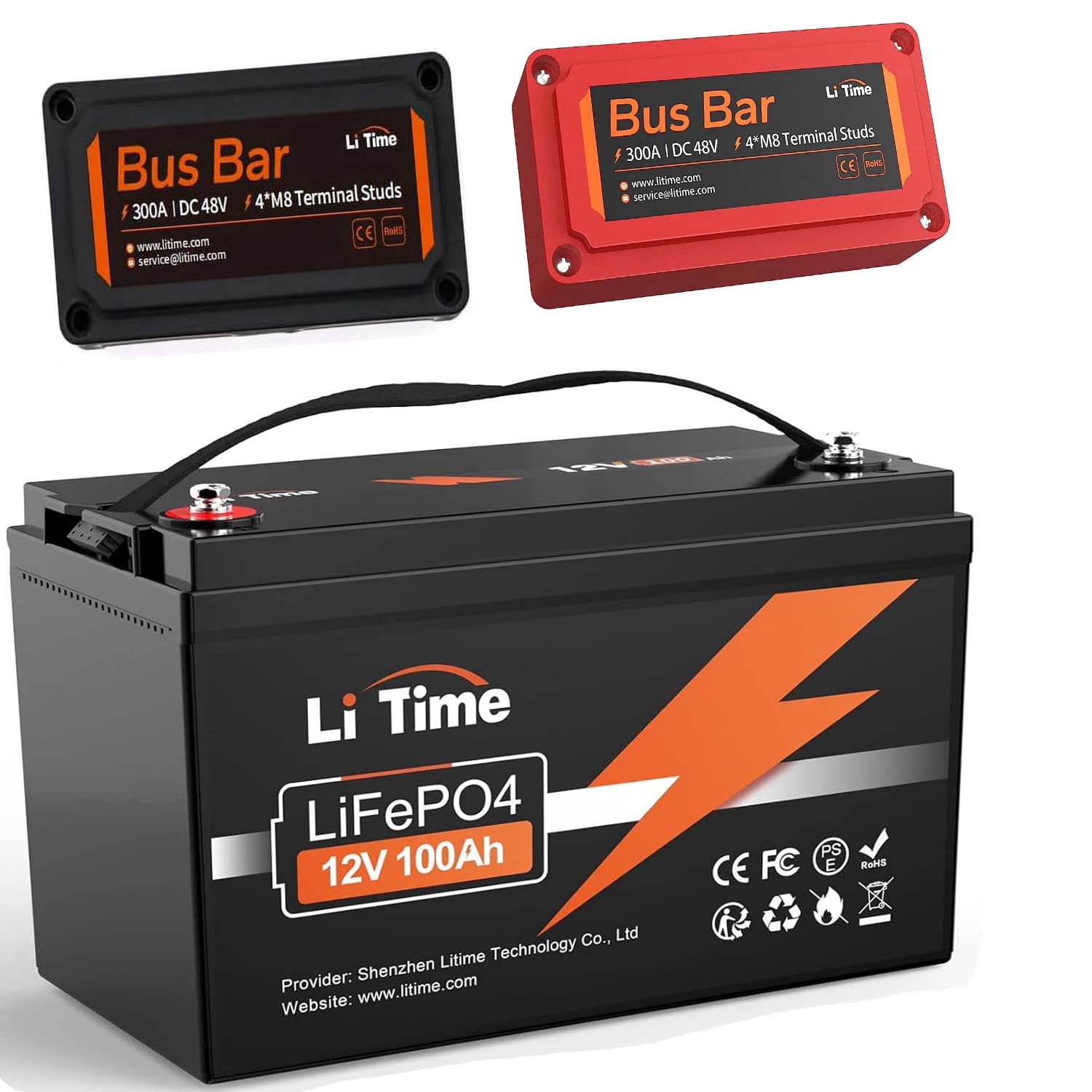 LiTime 12V 100Ah Mini Size Bluetooth LiFePO4 Battery, 4000+ Deep 
