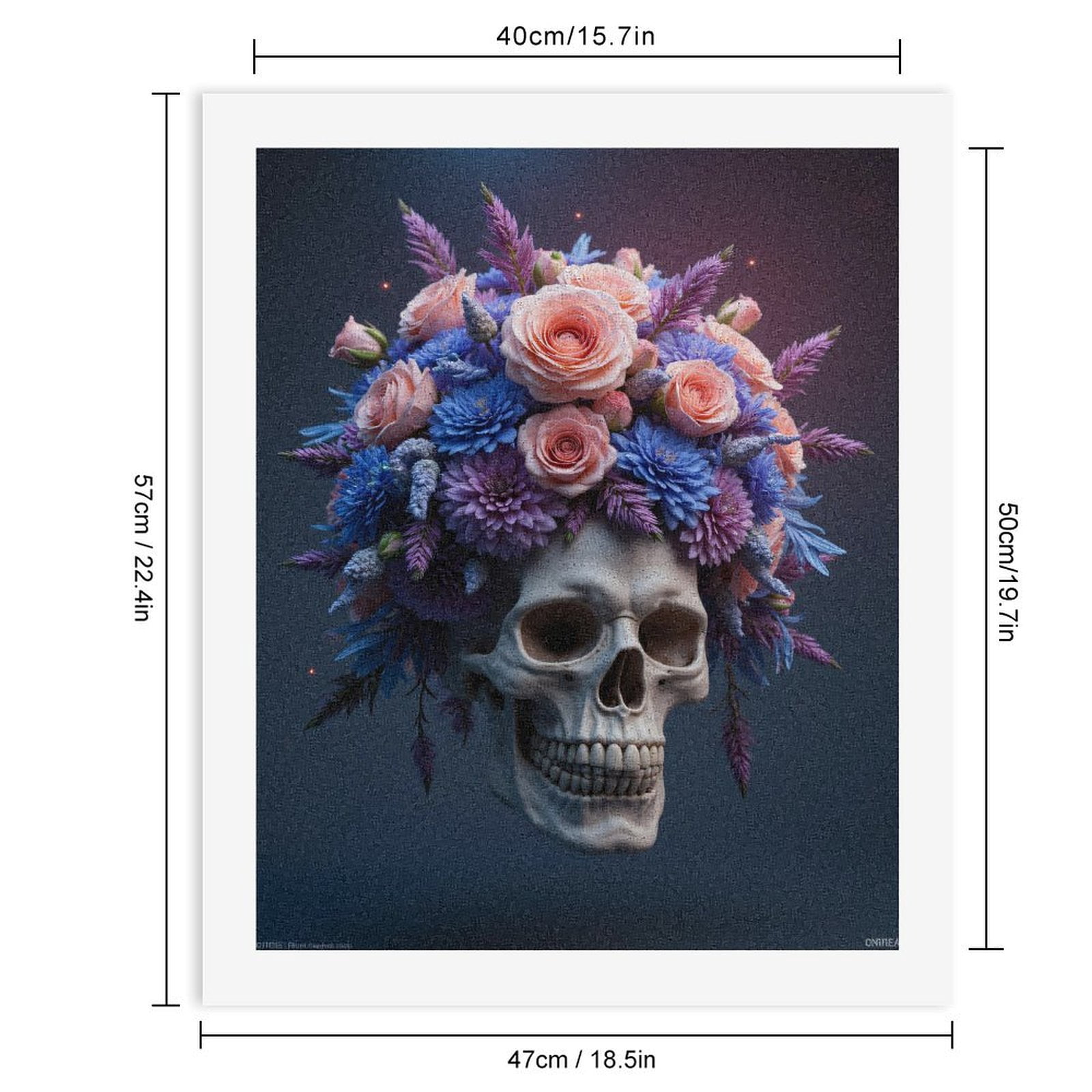 Paint By Numbers Kit for Adults Beginner - DIY Bright Floral Skull Art Canvas Painting Kits for Adults, Frameless Paint By Number for Adults for Home Wall Decor 16x20 Inch