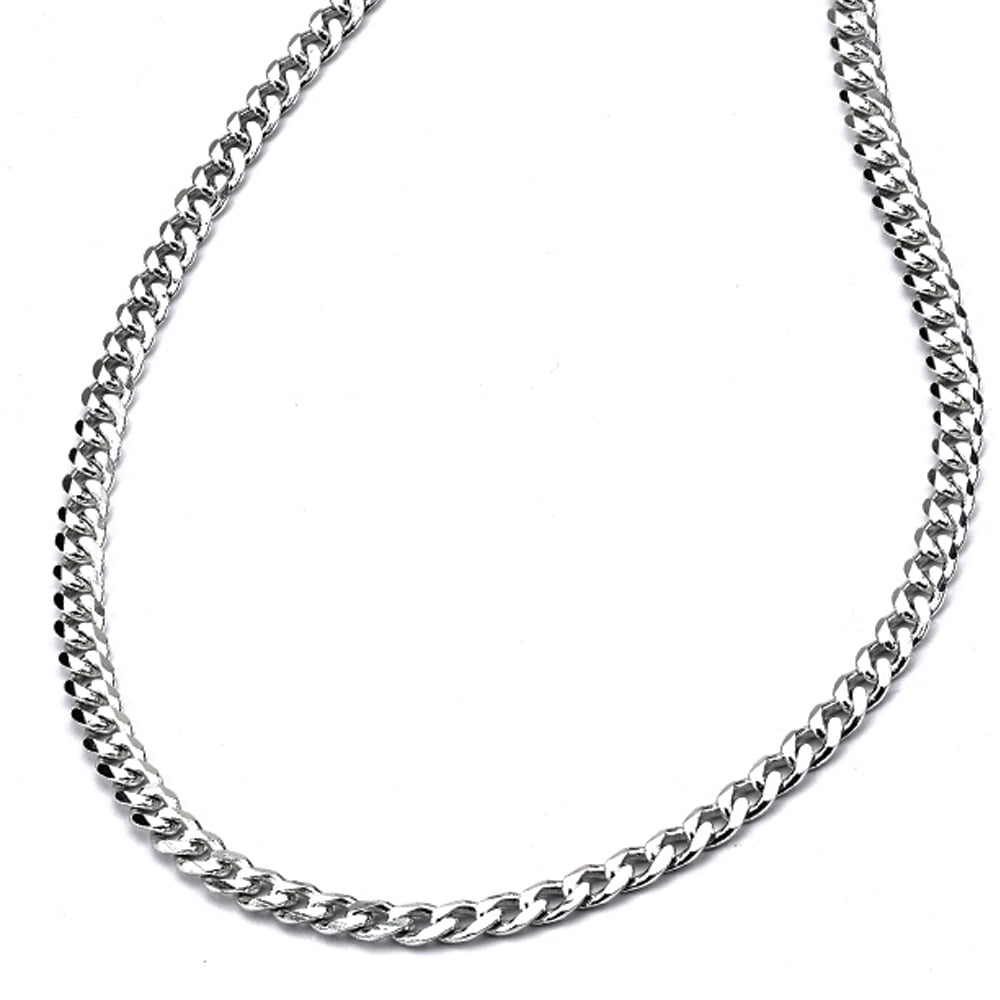 7mm Figaro Chain Light Weighted Rhodium over Sterling Silver 20,22,24,30" Italy