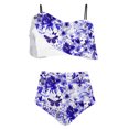 thumbnail image 3 of TrendVibe365 Bikinis for Women 2 Piece Shorts Purple 2 Piece Swimsuits High Waist Thong Adjustable Shoulder Strap Ruffles Bandeau Bathing Suits Floral Swimwear Beachwear 2XL, 3 of 4