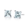 thumbnail image 4 of Paris Jewelry 24K White Gold 2 Ct Created Aquamarine Princess Cut Stud Earrings  plated, 4 of 4