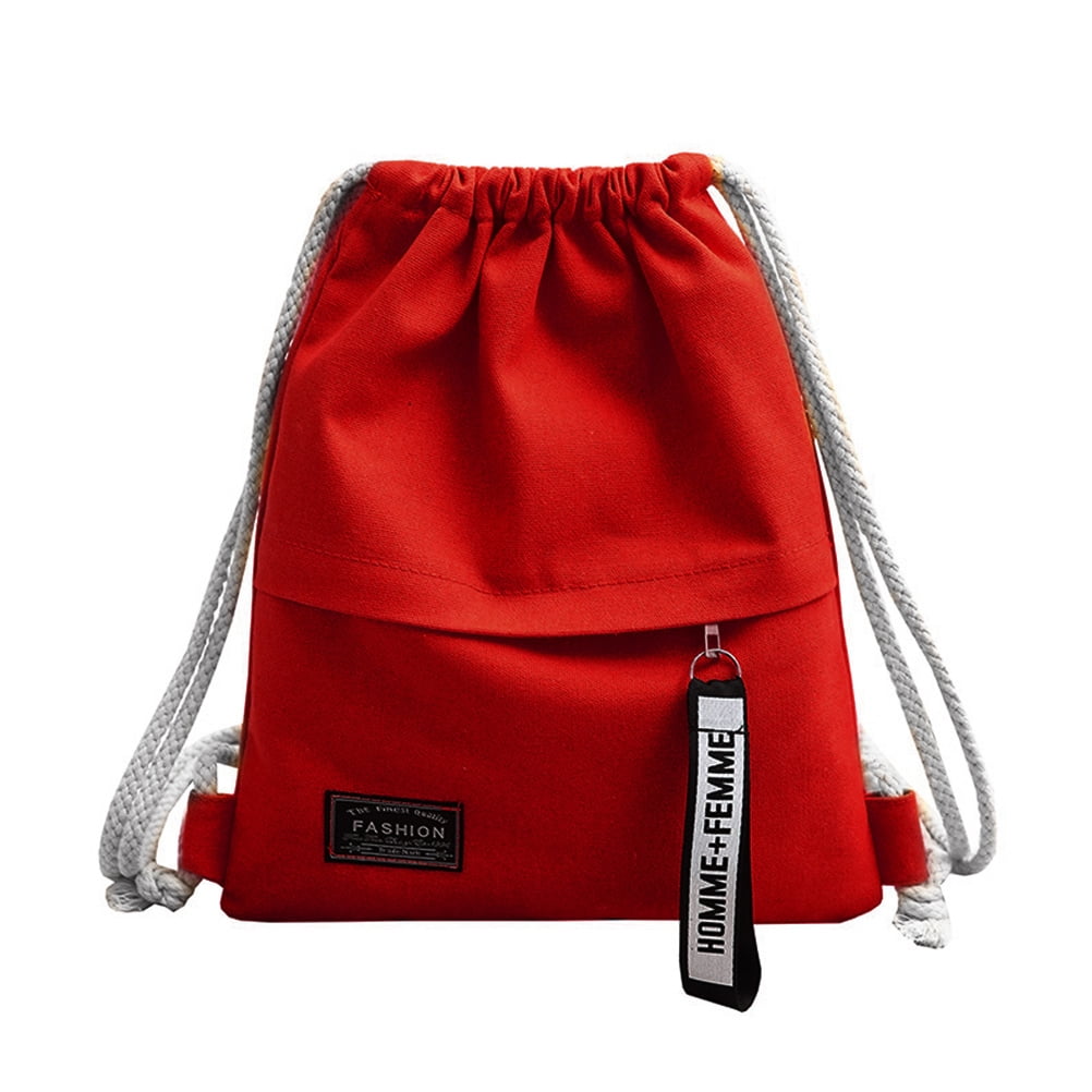 Women Backpack Handbag Cinch Sack Gym Pack Canvas Storage Bag Drawstring Bags