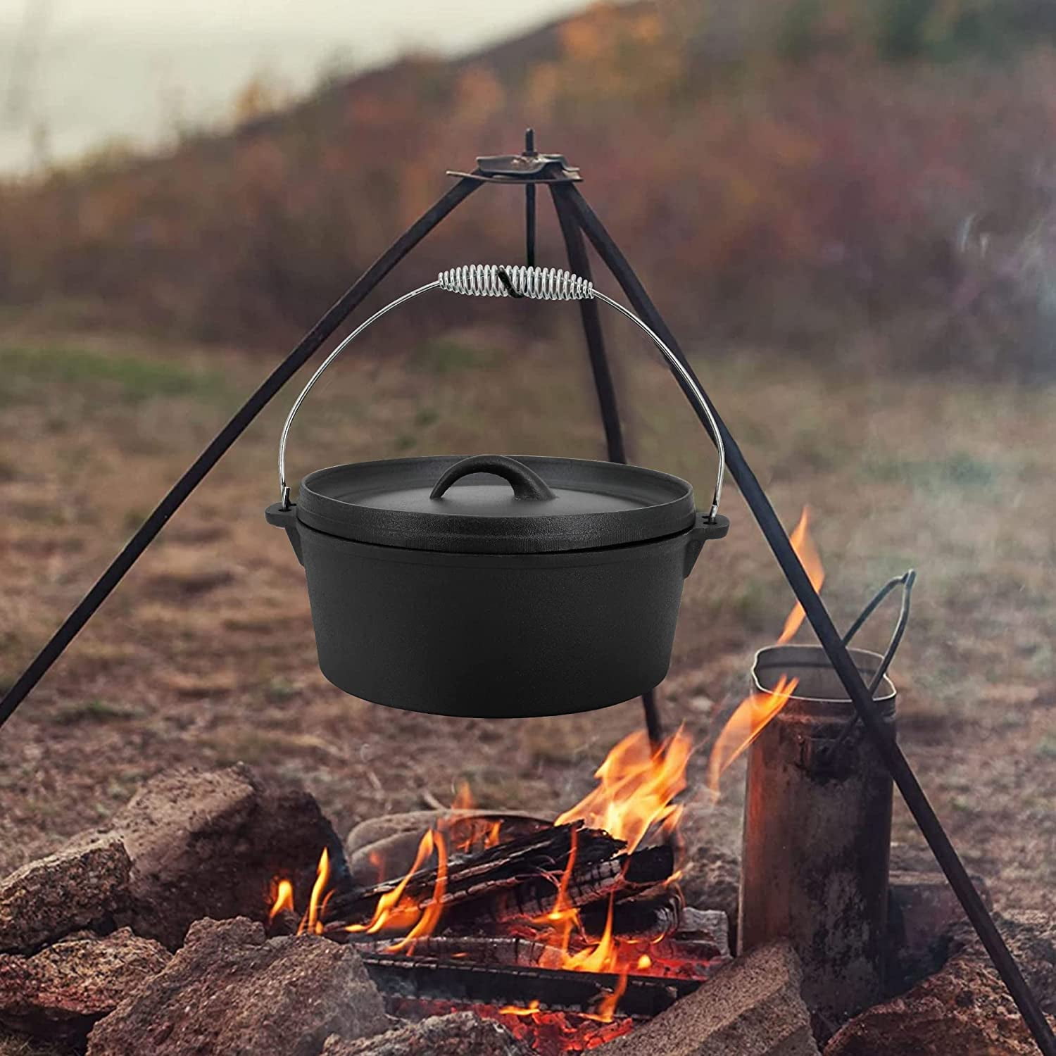 Pre-Seasoned Dutch Oven Large Skillet Sauce Pot with Vintage Carrying  Storage Box Cast Iron Outdoor Camping Cookware Set - China Outdoor Cookware  and Cookware Set price