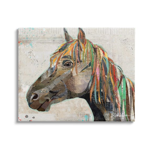 Stupell Industries Farm Horse Animal Portrait Varied Script Words Collage Graphic Art Gallery Wrapped Canvas Print Wall Art, Design by Traci Anderson