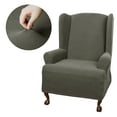 thumbnail image 2 of Zenna Home Stretch Pixel 1-Piece Wing Back Arm Chair Furniture Cover Slipcover, Dark Olive Green, 2 of 8
