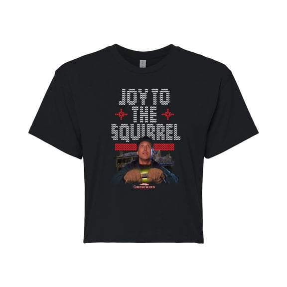 National Lampoon's Christmas Vacation - Joy To The Squirrel - Juniors Cropped Cotton Blend T-Shirt