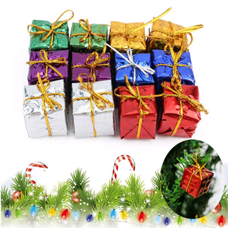 Candy Christmas Tree Ornament - Anauto 12Pcs Multi Color Christmas Gift Box for Presents and Candy Party Ornaments Xmas Tree Hanging Decor