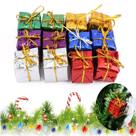 Anauto 12Pcs Multi Color Christmas Gift Box for Presents and Candy Party Ornaments Xmas Tree Hanging