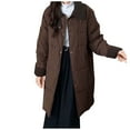 thumbnail image 3 of Htigea Clearance Womens Thickened Warm Long Cotton Winter Large Pocket Casual Loose Lapel Parka Solid Color Casual Jacket Long Coats Today Deals Coffee,XL, 3 of 4