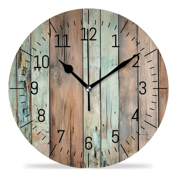 erolrail Rustic Wall Clock,Silent Non Ticking Wall Clocks for Living Room,Bedroom,Kitchen 12IN Wood Plank Wall Creative