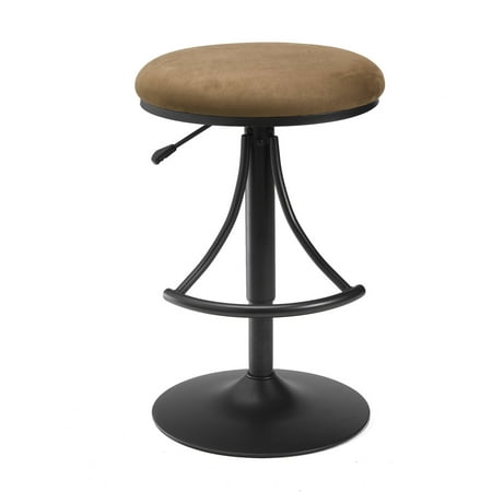 - Venus Backless Swivel Bar Stool, Bear Suede, Black Powder Coat Finish